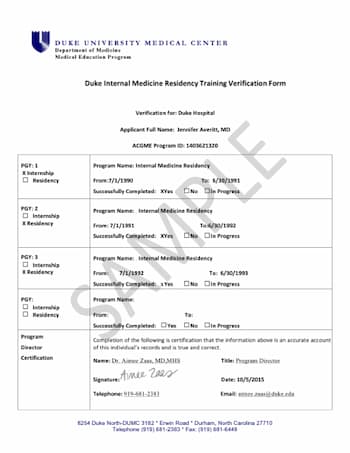 Verification Form Sample