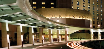 Duke University Hospital at night