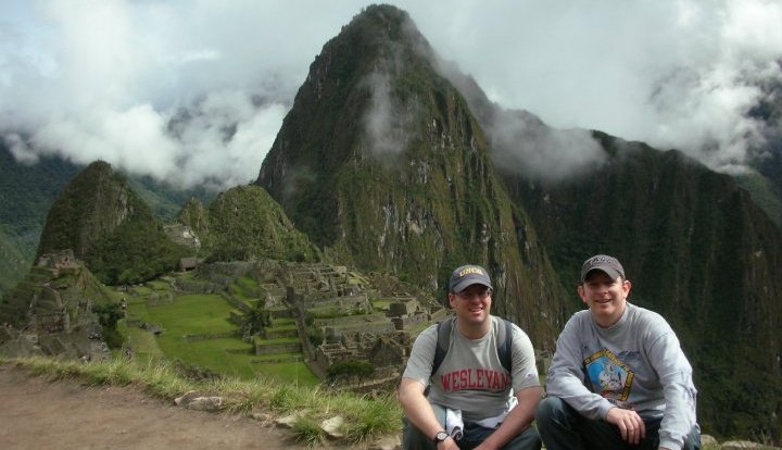 Bain and his husband, Jonathan, enjoy a moment in Machu Picchu, Peru.