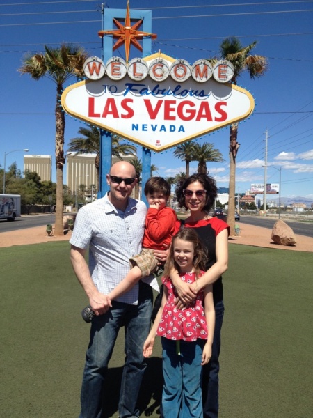 Nina with her husband Darrell, daughter Beatrice and son Evan during a family trip to Las Vegas
