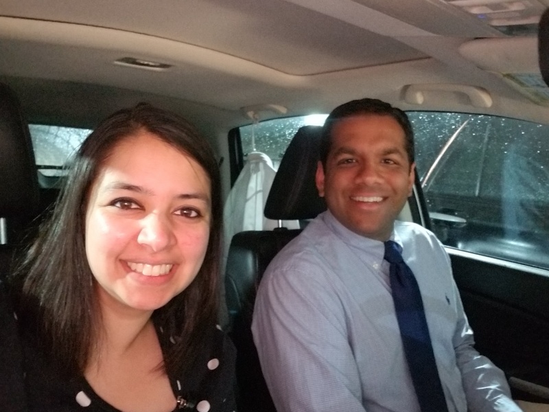 Driving to Duke North with my Duke Internal Medicine spouse, Tanmay Gokhale (PGY-2)