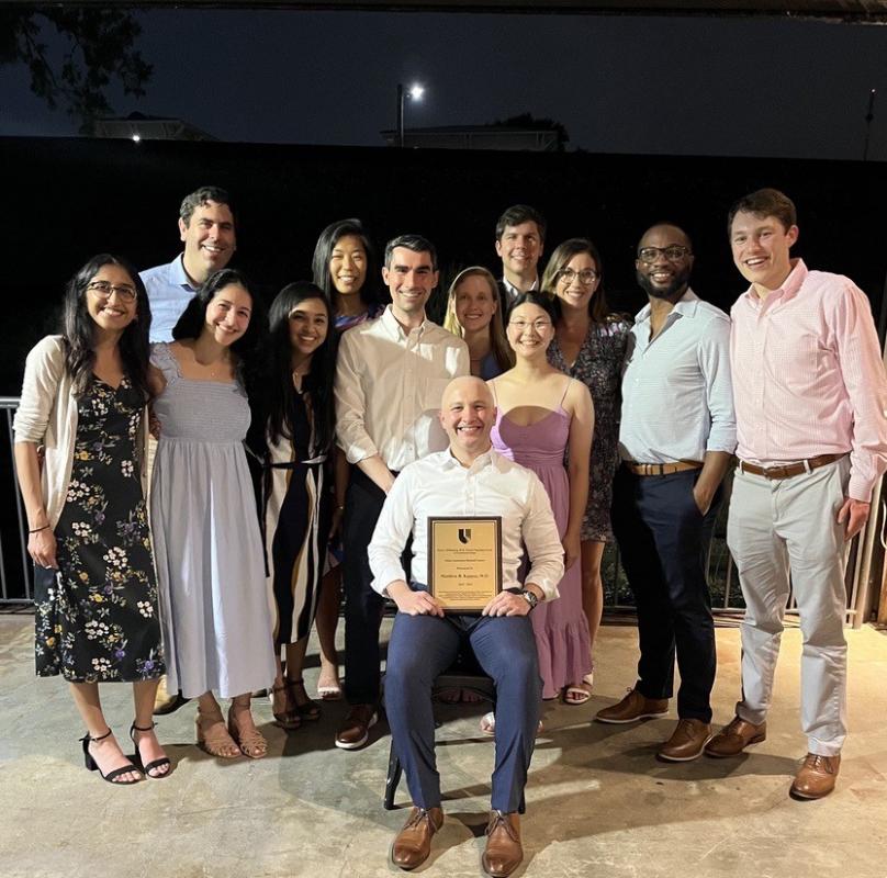 Awardee, Dr. Kappus flanked by GI fellows 