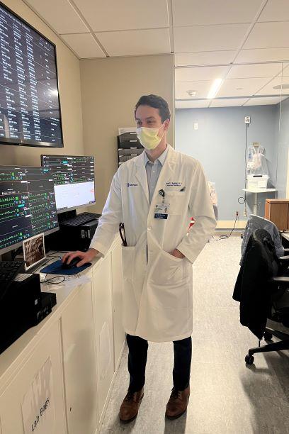 Mark Brahier, MD, at work in the CICU