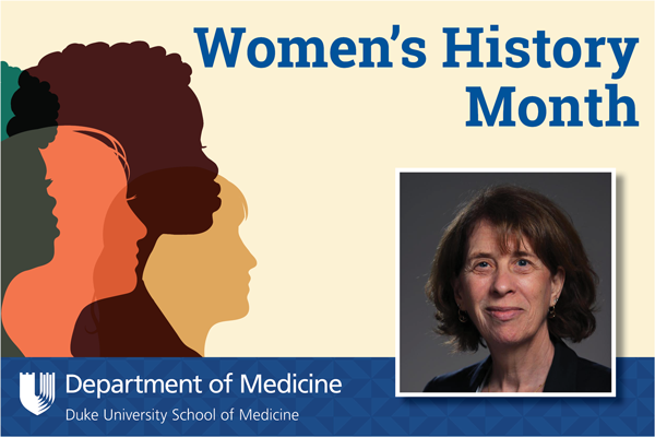 Women's History Month graphic with Department of Medicine logo and Dr. Laura Svetkey's headshot