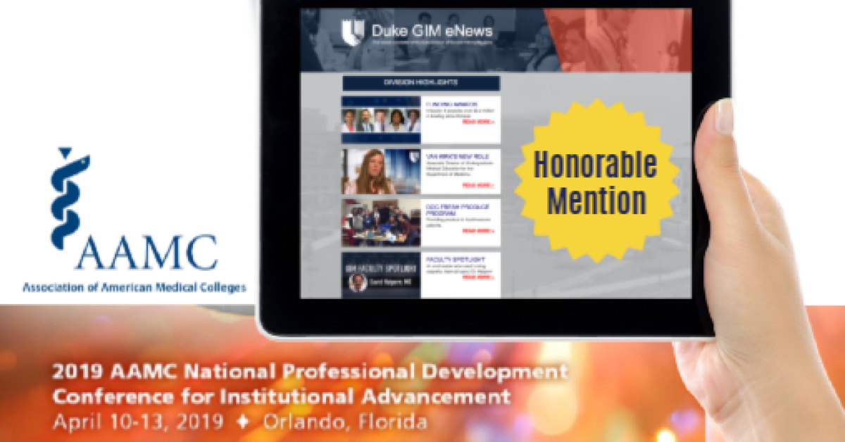 DGIM Weekly eNews receives honorable mention from AAMC Duke